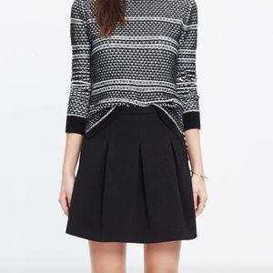 Madewell Black Jacquard Pleated Mini Skirt